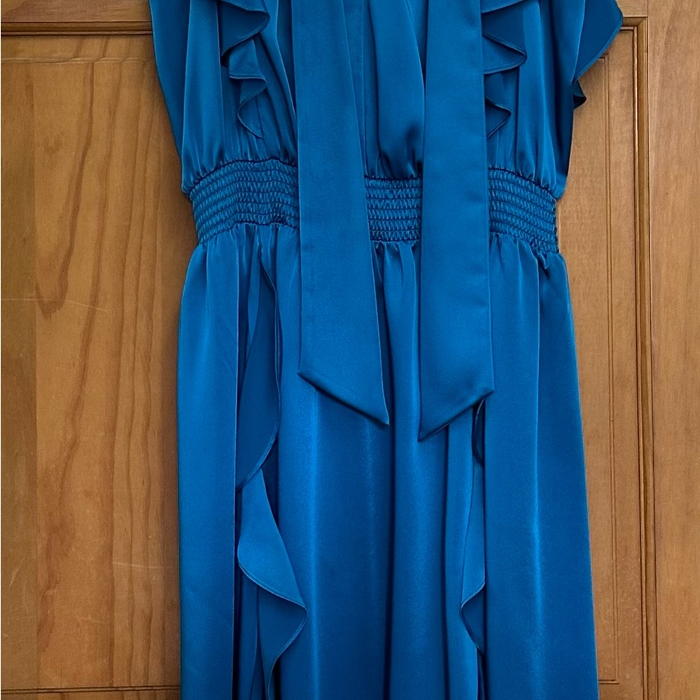 Shoshanna teal blue midi dress